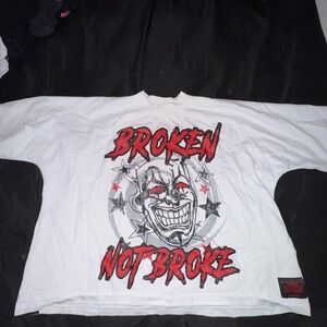 White Graphic Tee with Red Accents